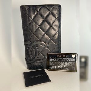 Vintage CHANEL Cambon Leather Black Wallet. Authentic. Preowned Circa 2004-05.